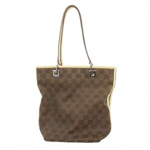 Gucci GG canvas leather tote bag brown monogram